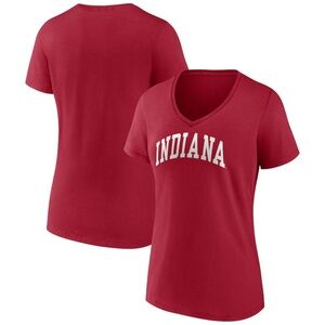 Indiana Hoosiers Women's Basic Arch V-Neck T-Shirt in Crimson
